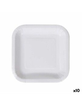 Set de Platos Algon Desechables Blanco Cartón 20 cm (10 Unidades)