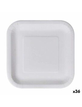 Set de Platos Algon Desechables Blanco Cartón Cuadrado 26 cm (36 Unidades)