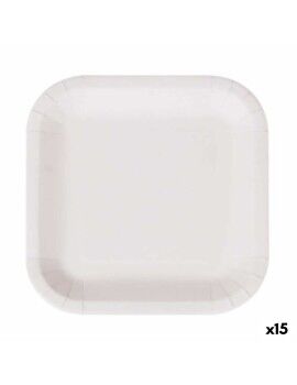 Set de Platos Algon Desechables Blanco Cartón Cuadrado 26 cm (15 Unidades)