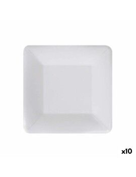 Set de Platos Algon Desechables Blanco Cartón Cuadrado 18 cm (10 Unidades)