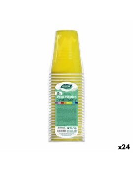 Conjunto de copos reutilizáveis Algon Amarelo 24 Unidades 250 ml (25 Peças)