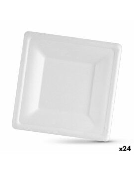 Conjunto de pratos Algon Descartáveis Branco Cana-de-açúcar Quadrado 20 cm (24 Unidades)