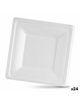 Conjunto de pratos Algon Descartáveis Branco Cana-de-açúcar Quadrado 26 cm (24 Unidades)