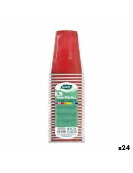 Conjunto de copos reutilizáveis Algon Vermelho 24 Unidades 250 ml (25 Peças)