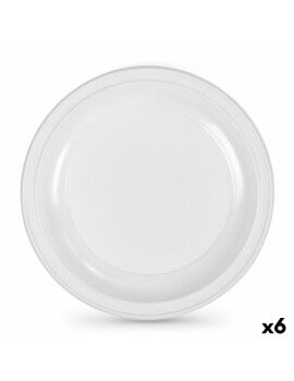 Set de platos reutilizables Algon Redondo Blanco Plástico 25 x 25 x 2,5 cm (6 Unidades)