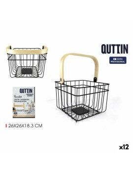 Cesta Multiusos Quttin Rustic 4 mm 28 x 26,5 x 22 cm (12 Unidades)