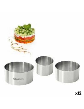 Moldes Quttin Aço inoxidável Prateado 10 x 10 x 5 cm (12 Unidades) (3 pcs)