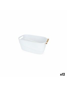 Cesta Multiusos Confortime Branco Madeira Plástico 27 x 14,5 x 12 cm Com pegas (12 Unidades)