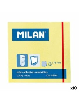 Notas Adesivas Milan Amarelo Branco 76 x 76 mm (10 Unidades)