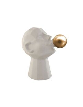 Figura Decorativa Home ESPRIT Branco Dourado Face 29 x 18 x 30 cm