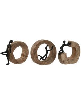 Figura Decorativa Home ESPRIT Castanho Preto 20 x 7 x 19 cm (3 Unidades)