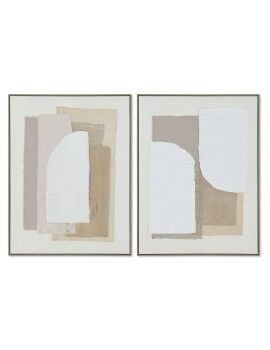 Pintura Home ESPRIT Branco Bege Abstrato Escandinavo 62 x 3,2 x 82 cm (2 Unidades)