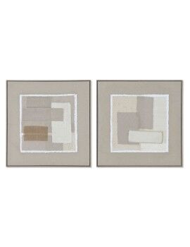 Pintura Home ESPRIT Castanho Bege Abstrato Urbana 62 x 3,2 x 62 cm (2 Unidades)