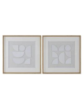 Cuadro Home ESPRIT Blanco Natural Moderno 60 x 4 x 60 cm (2 Unidades)