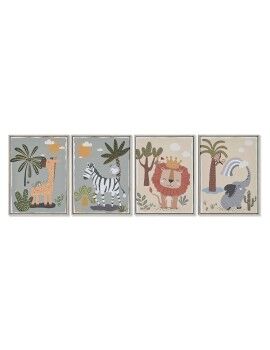 Cuadro Home ESPRIT Infantil Animales 30 x 3 x 40 cm (4 Unidades)