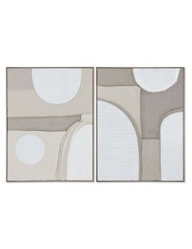 Cuadro Home ESPRIT Blanco Beige Abstracto Escandinavo 62 x 3,8 x 82 cm (2 Unidades)