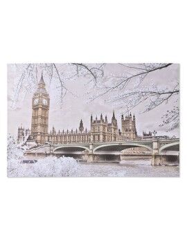 Pintura Home ESPRIT Branco Dourado Purpurina Londres Loft 150 x 3 x 100 cm (2 Unidades)