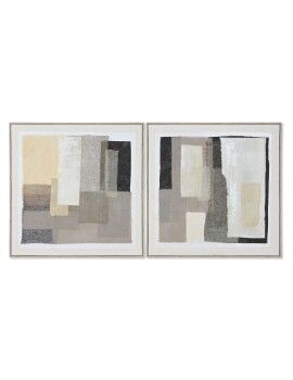 Cuadro Home ESPRIT Negro Beige Abstracto Urbano 82 x 3,8 x 82 cm (2 Unidades)