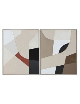 Pintura Home ESPRIT Castanho Bege Abstrato Urbana 82 x 3,8 x 102 cm (2 Unidades)