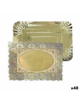 bandeja de aperitivos Algon Dourado Retangular 23 x 29,5 x 1 cm (48 Unidades)