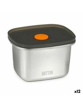 Lancheira Hermética Quttin Aço inoxidável Retangular 450 ml 11,6 x 9,4 x 7 cm (12 Unidades)