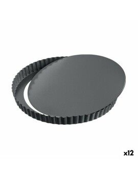 Molde Desmontable Quttin Negro Acero al carbono 24 x 2,8 cm (12 Unidades)