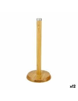 Suporte para Rolos de Papel de Cozinha Quttin Castanho Bambu Prateado 16 x 16 x 33,5 cm (12...