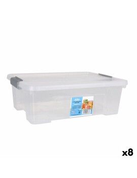 Caixa de Armazenagem com Tampa Dem Kira Transparente Plástico 10 L 40 x 28 x 13 cm (8 Unidades)