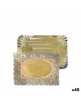 bandeja de aperitivos Algon Dourado Retangular 25,5 x 35 x 2 cm Descartável (48 Unidades)