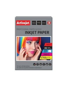 Papel Fotográfico Brilhante Activejet AP6-260GR100 A6 100 Folhas