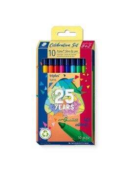 Conjunto de Canetas de Feltro Staedtler Triplus Celebration 10 Peças Multicolor