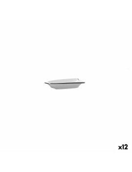 bandeja de aperitivos Quid Gastro Branco Preto Cerâmica 15,5 x 10 cm (12 Unidades)