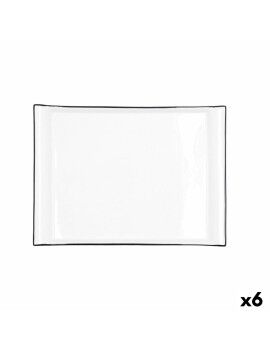 bandeja de aperitivos Quid Gastro Branco Preto Cerâmica 31 x 23 cm (6 Unidades)