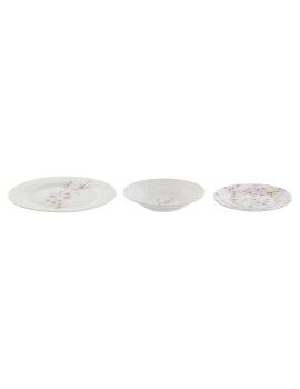 Set de Vajilla Home ESPRIT Blanco Verde Rosa Porcelana 18 Piezas 27 x 27 x 2 cm