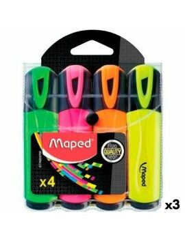 Conjunto de Marcadores Fluorescentes Maped Fluor Quality Neon Multicolor (3 Unidades)