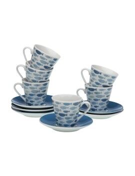 Conjunto de Chávenas de Café Versa Peixes Porcelana