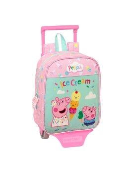 Mochila Escolar com Rodas Peppa Pig Ice cream Verde Cor de Rosa 22 x 27 x 10 cm