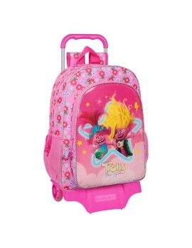 Mochila Escolar com Rodas Trolls Cor de Rosa 33 x 42 x 14 cm