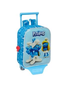 Mochila Escolar com Rodas Los Pitufos Azul Azul celeste 22 x 27 x 10 cm