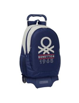 Mochila Escolar com Rodas Benetton Varsity Cinzento Azul Marinho 32 x 44 x 16 cm