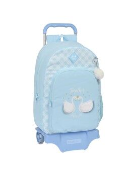 Mochila Escolar com Rodas Glow Lab Cisnes Azul 30 x 46 x 14 cm