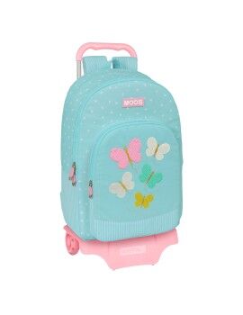 Mochila Escolar com Rodas Moos Butterflies Azul 30 x 46 x 14 cm