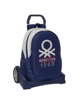 Mochila Escolar com Rodas Benetton Varsity Cinzento Azul Marinho 32 x 44 x 16 cm