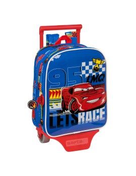 Mochila Escolar com Rodas Cars Race ready Azul 22 x 27 x 10 cm