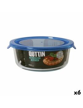 Lancheira Redonda com Tampa Quttin   Azul 900 ml (6 Unidades)