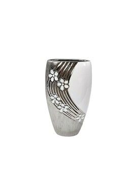 Vaso Romimex Branco Prateado Cerâmica 14 x 25 x 8 cm