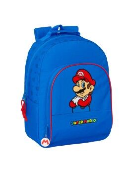 Mochila Escolar Super Mario Play Azul Vermelho 32 x 42 x 15 cm