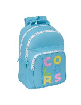 Mochila Escolar Benetton Spring Celeste 32 x 42 x 15 cm