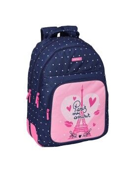 Mochila Escolar Safta Paris Cor de Rosa Azul Marinho 32 x 42 x 15 cm