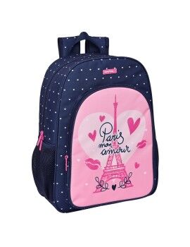 Mochila Escolar Safta Paris Cor de Rosa Azul Marinho 33 x 42 x 14 cm